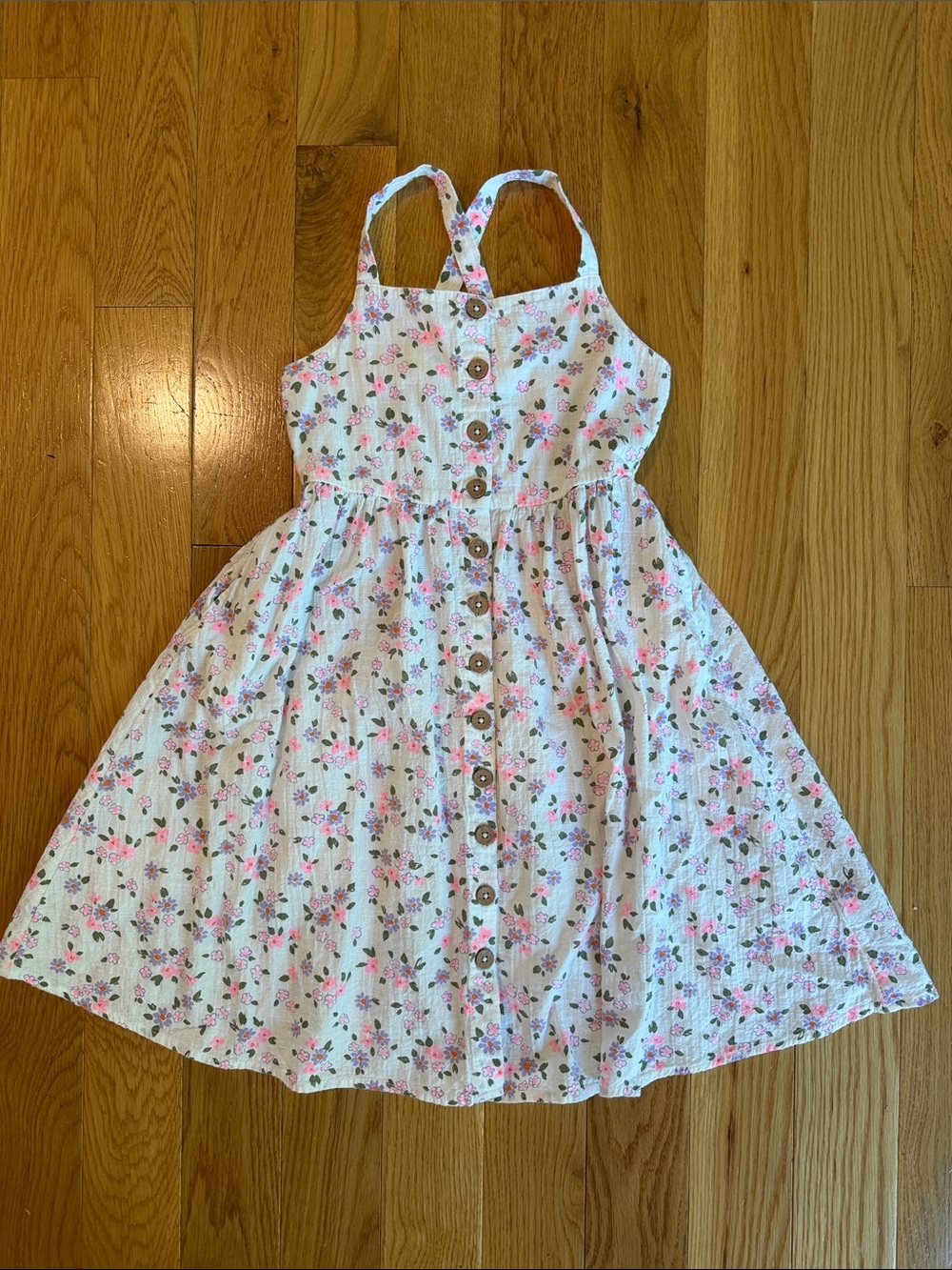 Cat & Jack White Floral Button-Front Sundress
